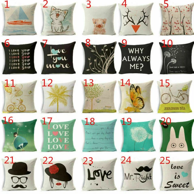 18''*18''  Pillow Case    Love Pattern Cotton Linen Waist Cushion Cover