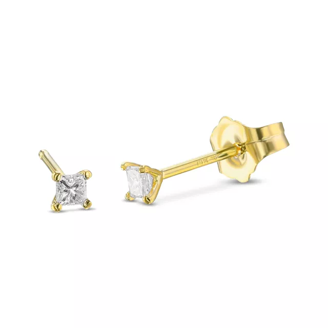 14K Gelbgold Ohrstecker 0,06 Karat natürlicher Diamant handgefertigte Ohrringe Damen