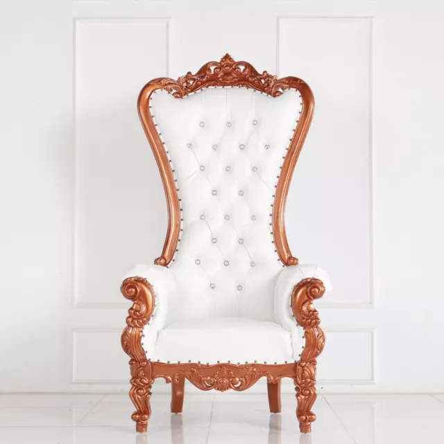 Design Rose Gold /White Throne Chair - Rose Gold