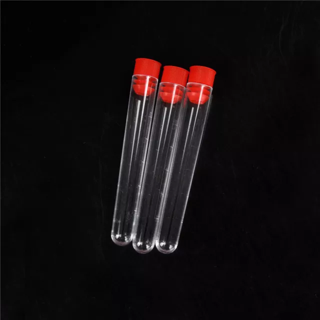 10pcs 16x100mm Clear Plastic Test Tubes with Caps Lab Round Bottle Tubes 0t.pj