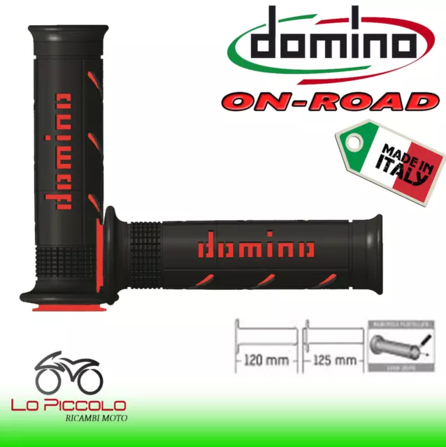 Coppia Manopole Xm2 [Domino] Racing / Forate - Colore Nero / Rosso - A25041C4240
