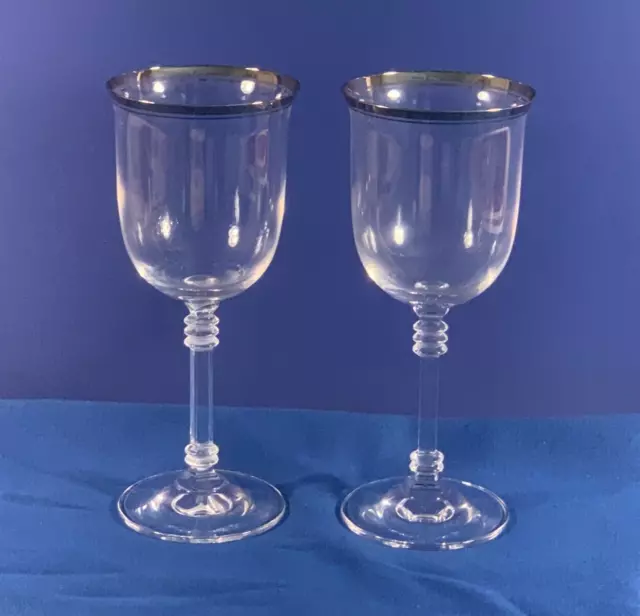 Mikasa Crystal GOTHIC PLATINUM Water Goblet Glass 7 5/8" set of 2