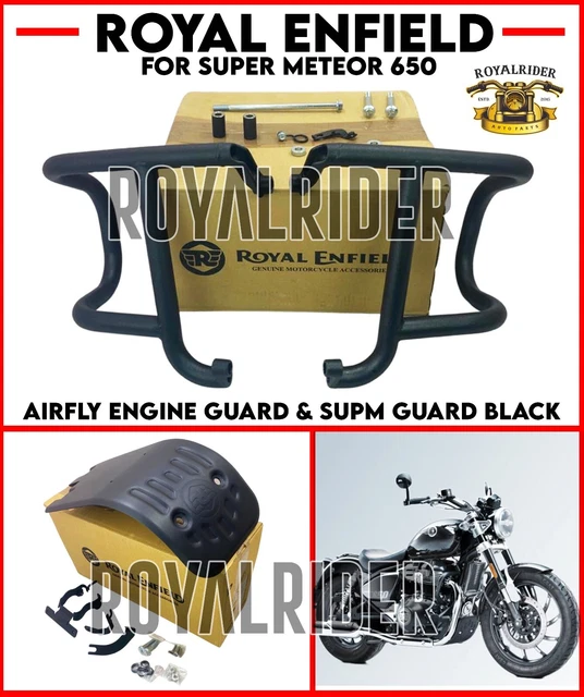 ROYAL ENFIELD &AIRFLY ENGINE GUARD & SUMP GUARD BLACK" For Super Meteor 650 £142.55 PicClick UK