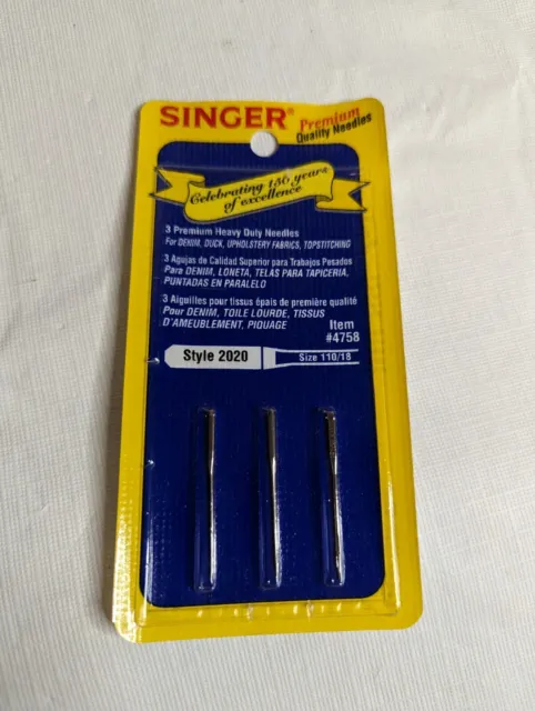 Singer Premium 2020 agujas de alta resistencia estilo talla 110/18 artículo # 4758 paquete de 3