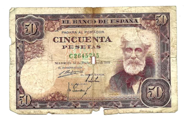 Spain (P141a) 50 Pesetas 1951