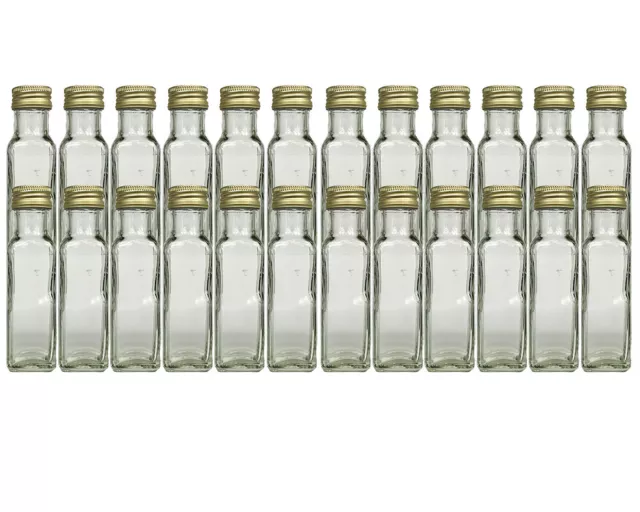 48 x Maraska 100 ml leere Glasflaschen Maraska Likörflaschen Flasche Eckig Gold