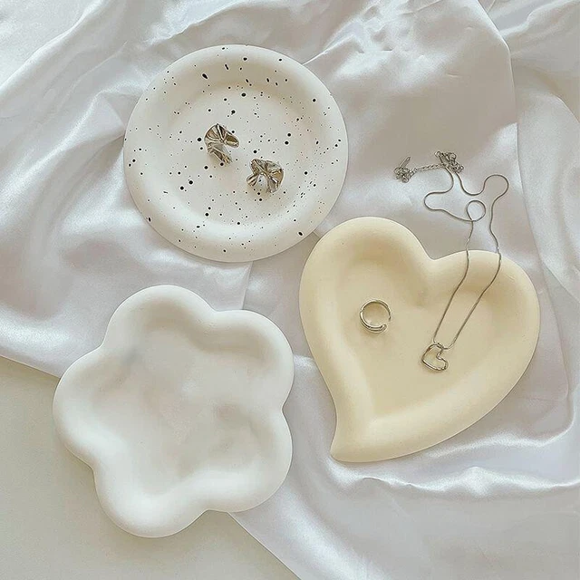 Round Flower Concrete Tray Silicone Mold Bear Love Heart Display Plate Molds LEI