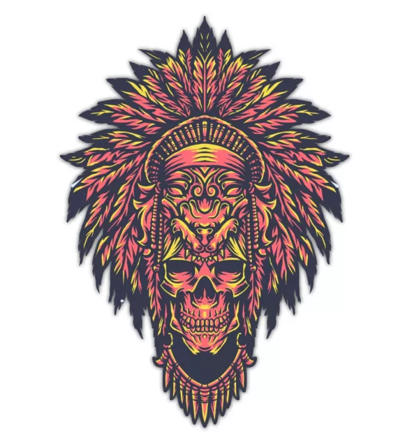 Indian Chief Native American Skull Decal Helmet Window Car Laptop Wall Helmet