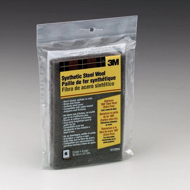 2 In. X 4 In. #000 Extra Fine Synthetic Steel Wood Pads (6-Pack)