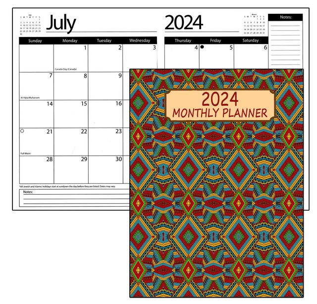 2024 STUDENT PLANNER Calendar Monthly Page Format School College