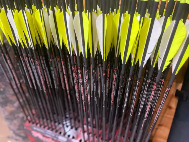 6 Victory Arrows Carbon Traditional Recurve Long Bow 500 Spine Feather Fletched