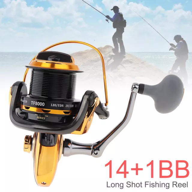 8000S 12+1BB 4.6:1 Fishing Reel Trolling Long Shot Casting Big Sea Spinning