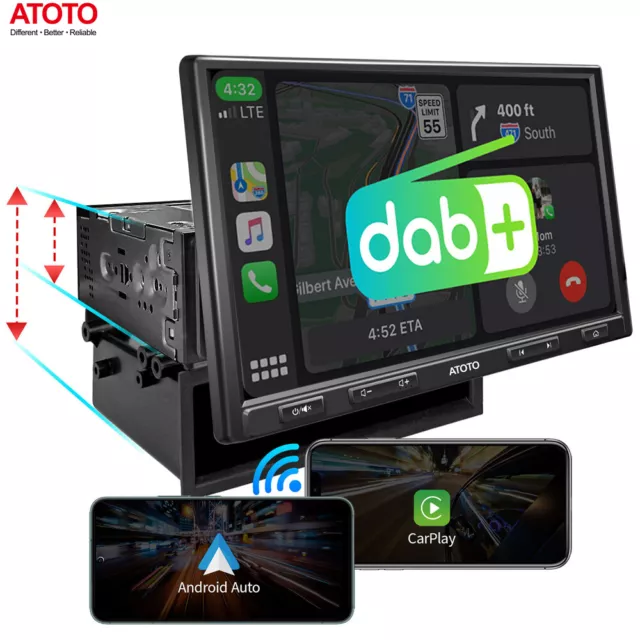 ATOTO 10.1 ZOLL Autoradio 1 DIN GPS Eingebautes DAB/DAB+ Carplay & Andraiod  Auto EUR 244,99 - PicClick DE