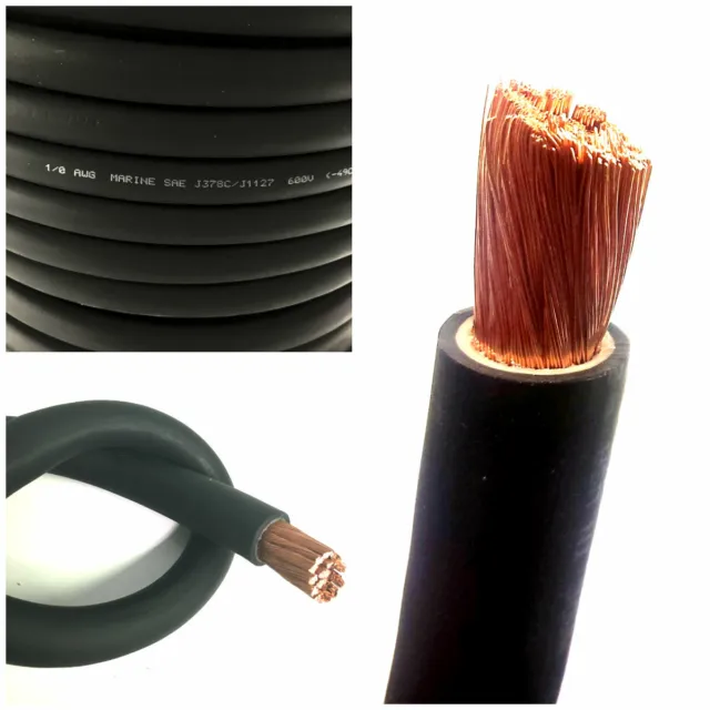 1/0 AWG 0 Gauge Battery Cable Black By the Ft OFC Copper Power Wire Made in USA