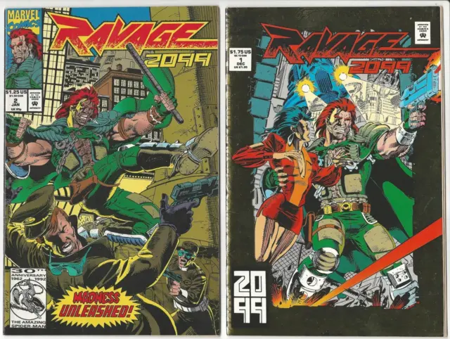 Ravage 2099 ~ Lot Of 2~ # 1-2 ~ 1992 Marvel Comics~ Gold Foil ~ VF/NM  ~ Charity