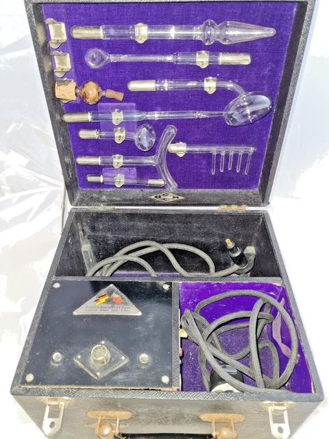 Hochfrequenz Strahlenapparat Medico München 8 Heilapparat Glasröhren violett alt 3
