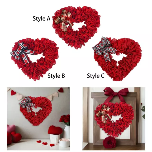 Valentinstagskranz, roter herzförmiger Kranz für die Wand zum Hochzeitstag