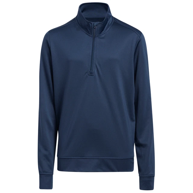 Adidas Junior Ragazzi Mezza Zip Felpa Navy Bambini Golf Maglione Maglia Pullover