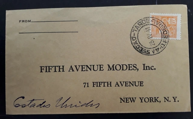 1941 Brazil Cover ties 100R orange stamp to New York USA