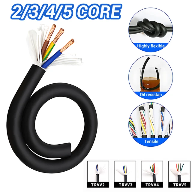 2/3/4/5 NUCLEO CAVO ELETTRICO FLESSIBILE FILO TRAINO PVC 0,2mm2 0,3mm2 - 1,5mm2