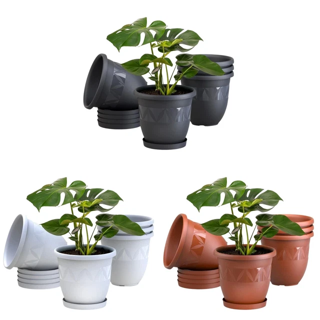 5er Set Blumentpfe Mit Untersetzer 12,6cm - Bunte Kunststoff Pflanzentpfe  Fr Sukkulenten & Zimmerpflanzen