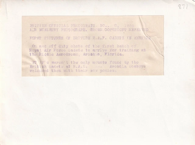 ORIGINAL PRESS PHOTO WW2 RAF Pilots train Riddle Airfield Clewiston ...