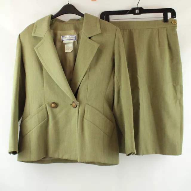 Yves Saint Laurent Variation Vintage Wool Blazer and Skirt Set in Khaki - US 8