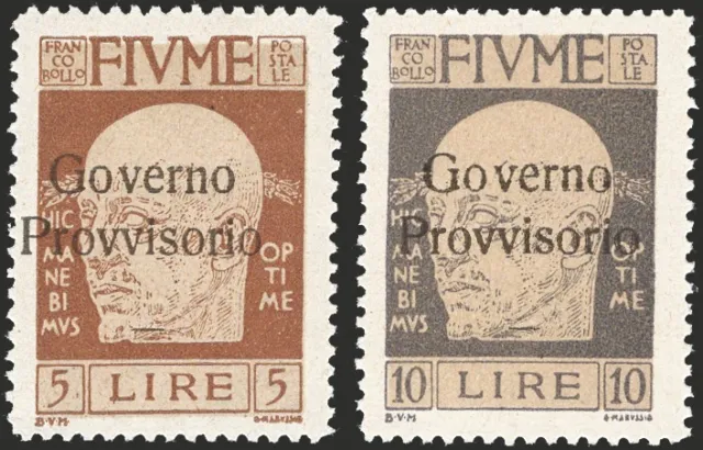 Terre Redente - Rijeka - 1921 - stamps of the Effigies di D'Annunzio series with