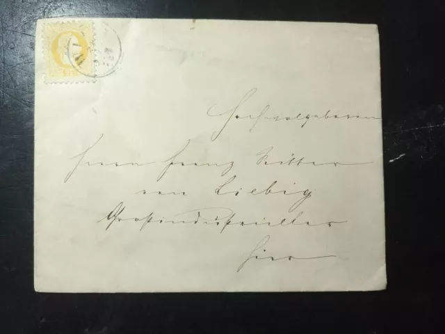 ÖSTERREICH 18.. 2kr, gelb, Briefkuvert mit WIEN Stempel.