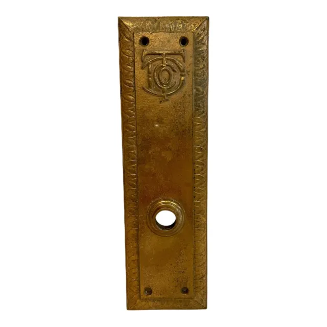 Antique Cast Brass Door Knob Back Plate Dixie Terminal Cincinnati Oh 10.25 X 3 b