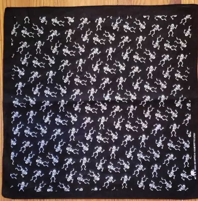 Black Cotton Bandana with White Skeletons All Over 2