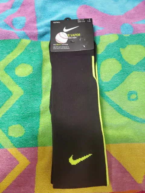 NEW Nike Vapor Knee High Football Socks Black Size 6-8