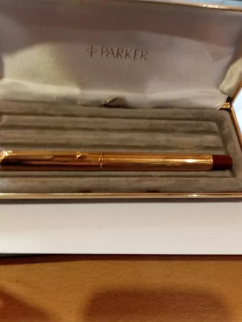 Penna stilografica vintage Parker laminata oro con scatola