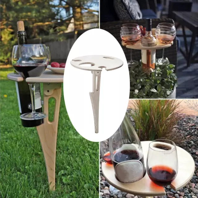 Vin En Plein Air Portable Table, plage de Sable Herbe En Bois Bouteilles De Vin