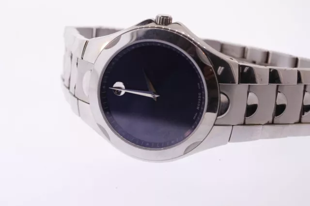 Uomo Movado 0606380 Luno Quarzo Quadrante Blu Orologio IN Acciaio Inox