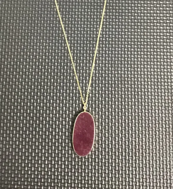 Tazza Collection women’s burgundy oval shape pendant long necklace