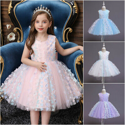 New Toddler Girls Rainbow Tulle Dress Baby Princess Birthday Party Kids Clothes