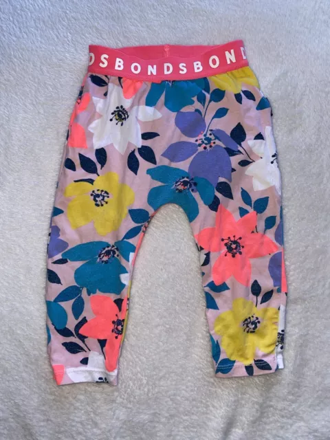 Bonds Size 0 Leggings Pink Floral Girls Baby GUC