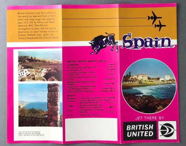 Bua British United Airways Spain Destination Brochure Bac1-11 1965