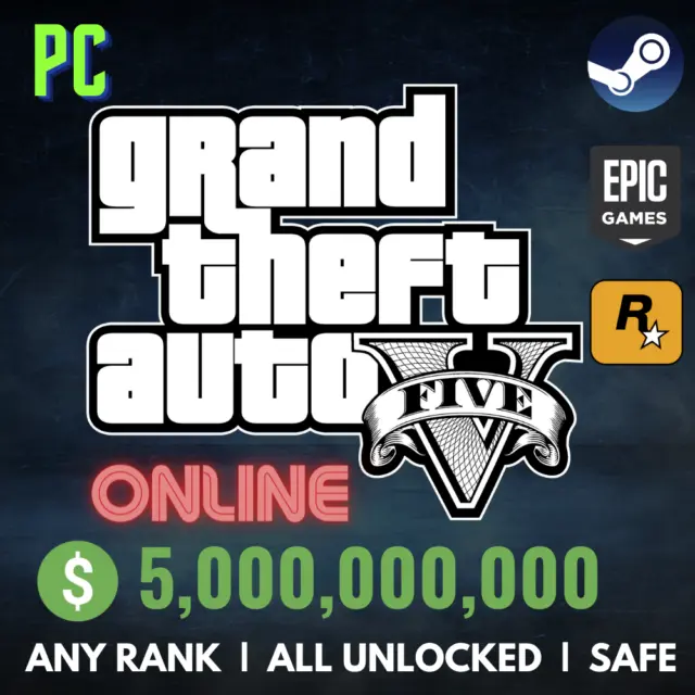 GTA Online Money (PC ONLY) - 5 BILLION + ANY RANK + ALL UNLOCKS and MORE!