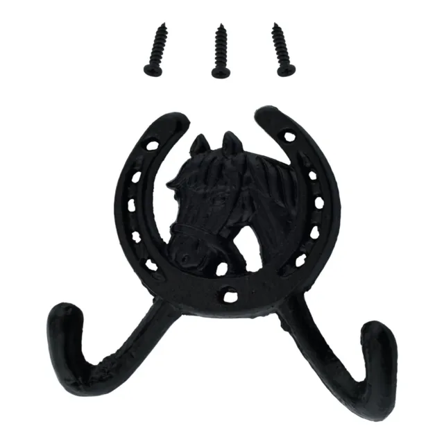 Black Cast Iron Horse Head Wall Hook Key Jewelry Holder Coat Hanger Clothes Rack