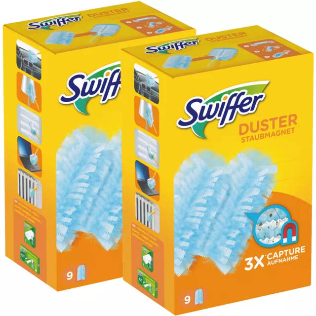 2x 9er Pack Original Swiffer Nachfülltücher pour Swiffer Staubmagnet