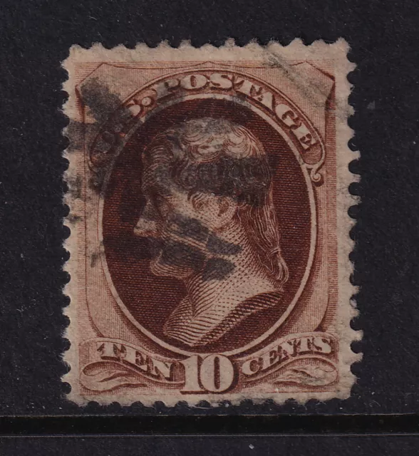 1878 Jefferson Sc 188 used single 10c brown with secret mark CV $30.00 (K5