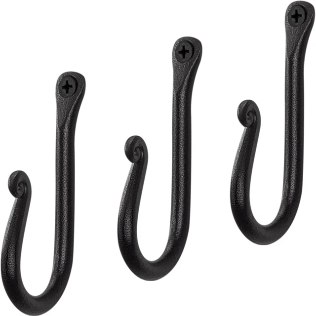 Wrought Iron Decorative Wall Hooks for Hanging Things  3 Pack