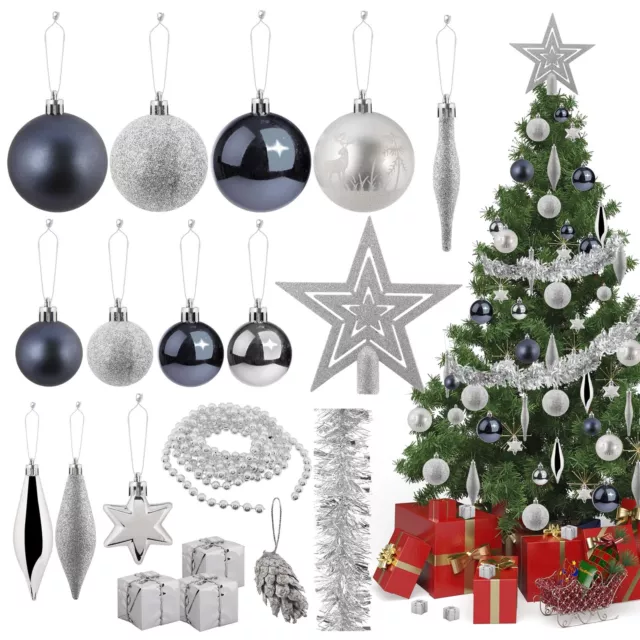 Christmas Ornament Decorations Xmas Tree Baubles Party Wedding Decor (set Of 62)
