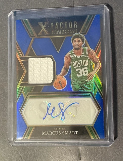 2022-23 Panini Select Marcus Smart X-Factor Patch Auto Blue Prizm /49 H531