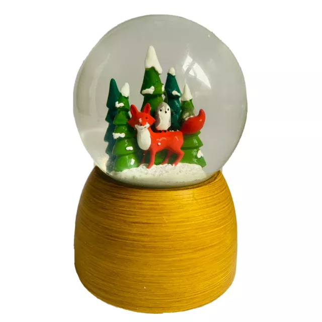 Globo neve musical natalizio vintage della SRG Fox pinguini alberi