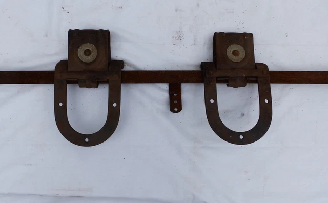 Antique Pair Barn Garage Door Rollers Big 4 Pulley Horseshoe Sliders Vtg 361-17P