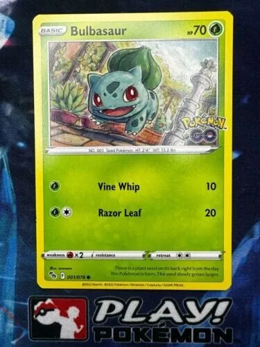 Bulbasaur 001/078 Non Holo Common Pokemon GO Pokemon TCG Card NM + Cardsaver