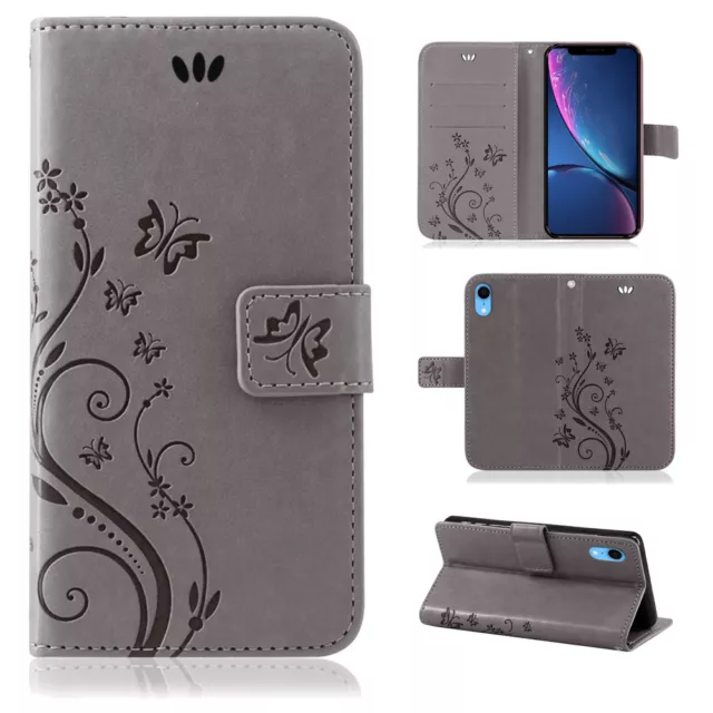Apple IPHONE XR Étui Portable Portefeuille Etui Coque Fleurs Housse Étui